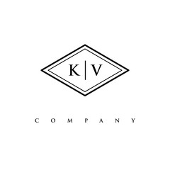 initial KV logo design vector