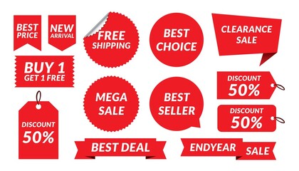Set of promotion sale label vector