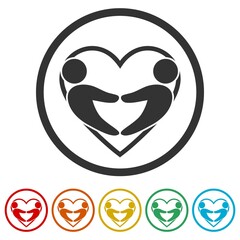 Fototapeta premium Hands show gesture heart ring icon color set