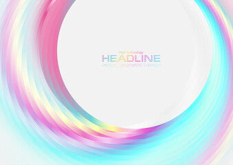 Holographic glossy circles geometric abstract tech background. Vector art colorful design