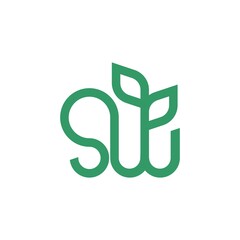 Logo elements: letter 'Sw' and vegetation. Vector.