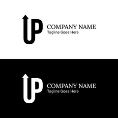 minimalist UP letter vector logo design