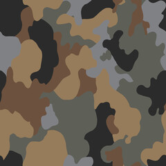 Texture military camouflage repeats seamless Vector Pattern For fabric, background, wallpaper and others. Classic clothing print. Abstract monochrome seamless Vector camouflage pattern. © ClothingArtStudio 