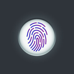 Fingerprint on Finger scan button Vector illustration