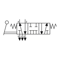 Vector illustration symbol directional pneumatic control valves 5-3 way 
