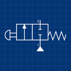 Vector illustration symbol directional pneumatic control valves sets 2-2 way 