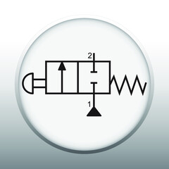 Vector illustration symbol directional pneumatic control valves sets 2-2 way 