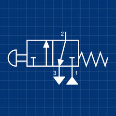 Vector illustration symbol directional pneumatic control valves 3-2 way 