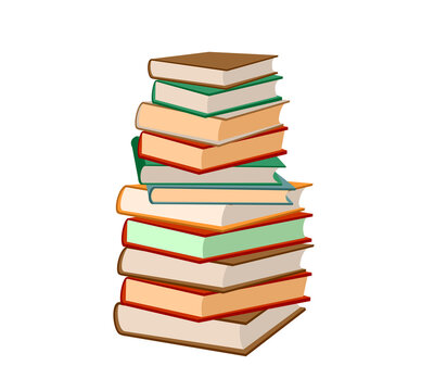 Stack of books on a white background. Pile of books vector illustration. Icon stack of books in flat style. Template design with books pile. Set of book icons in flat design style.