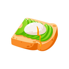 Delicious avocado toast with egg illustration vector isolated on white