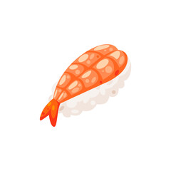 Delicious shrimp sushi illustration vector, Japanese Food illustration isolated on white