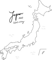 日本地図の手書き線画ベクターイラスト