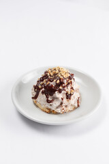 One delicious chocolate brownie on white background