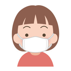 マスクの女の子のイラスト