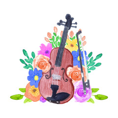 violin with flowers © MiyaNuraisah