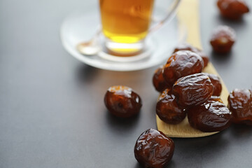 Healthy foods. Dried fruits for diet. Prunes, dates, raisins and figs. Healthy and proper nutrition for life.