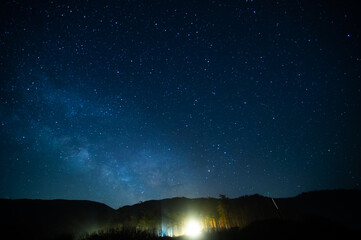 Starry sky, milky way. Oregon USA coast. Landscape photography