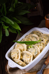 pierogo with wild garlic -cheese filling