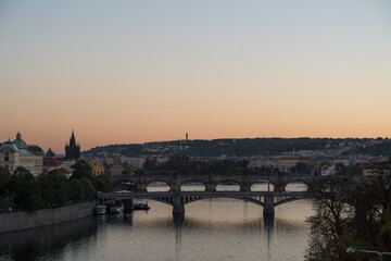 Stunning sunset scenery of Prague