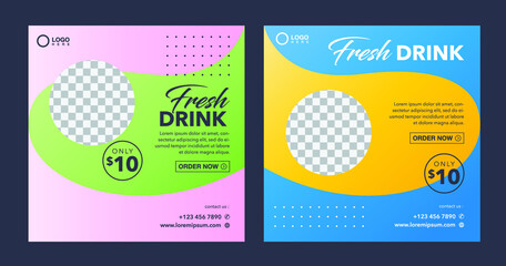 healthy fresh juice drink banner for social media post template
