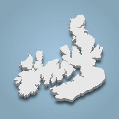 3d isometric map of Langoya is an island in Norway