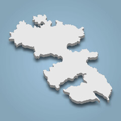 3d isometric map of Leros is an island in Dodecanese archipelago, Greece