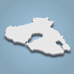 3d isometric map of Lesbos is an island in Greece