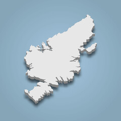3d isometric map of Lewis and Harris is an island in Scotland,