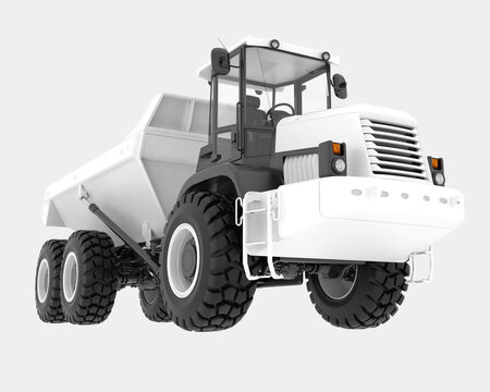Articulated dump truck isolated on background. 3d rendering - illustration