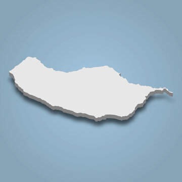 3d isometric map of Madeira is an island in