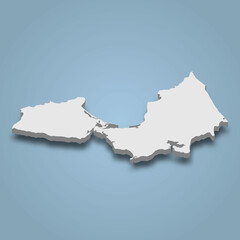 Obraz premium 3d isometric map of Margarita Island is an island in Venezuela