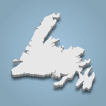 3d isometric map of Newfoundland is an island in Canada