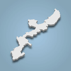 3d isometric map of Okinawa is an island in Japan
