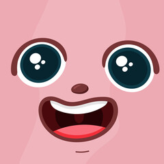 Cheerful face for animation. Lovely eyes. Vector illustration