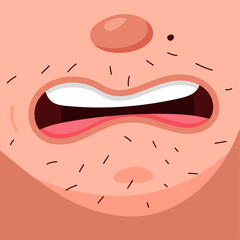 The man's face is unshaven. Vector illustration