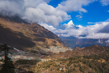 Khunde Village. Nepal landscape, Sagarmatha National Park
