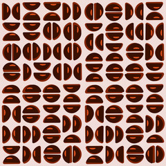 Coffee beans pattern. Vector seamless coffee brown ornament.