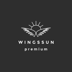 Wing sun logo vector design on black background