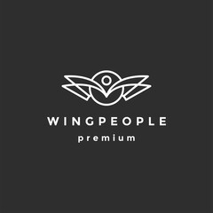 Wing people logo vector design on black background