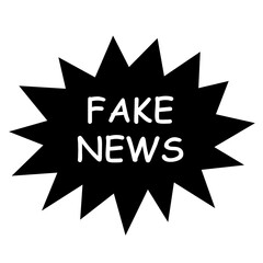 Fake news. Black spiky aggressive cloud of news. A hoax news. A news cloud. Graphic vector illustration isolated on a white background.