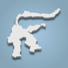 3d isometric map of Sulawesi is an island in Indonesia