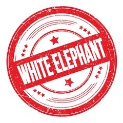 WHITE ELEPHANT text on red round grungy stamp.