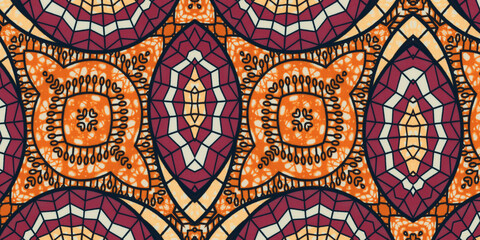 Fototapeta premium Colorful African fabric – Seamless pattern, cotton, photo