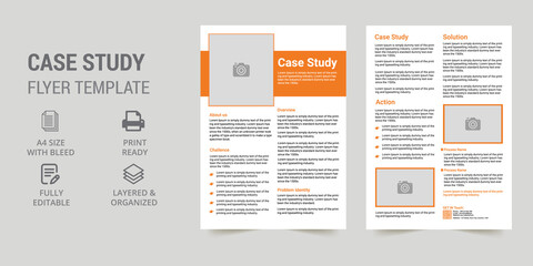Flyer Layout with Colorful Accents. Case Study Layout with Blue and Orange Accents. Double Side Flyer Layout.