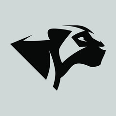 Black panther portrait side view symbol on gray backdrop. Design element