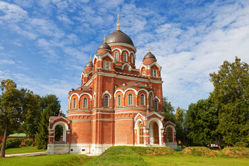 Fototapeta na wymiar Spaso-Borodino Convent. Cathedral of the Vladimir Icon of the Mother of God, 1851-1859. Mozhaysky district, Moscow region, Russia
