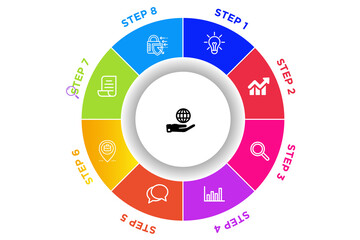 Business process. Gradient step by step. Vector business template for presentation. Business process