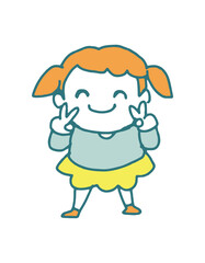 少女のシンプルなパステルカラー　ベクターイラスト