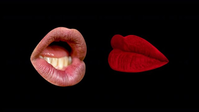 Male and female lips moving 