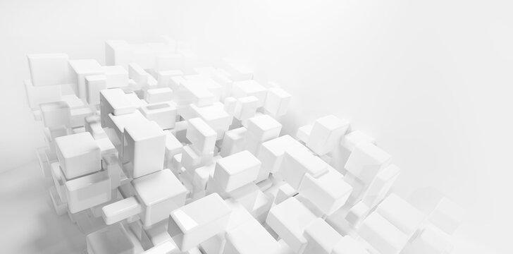 Abstract white cubes background. © Photocreo Bednarek